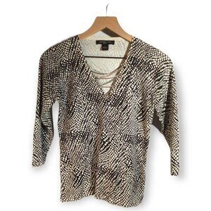 August Silk Silk Knit V-Neck Top with Metal Accents Size S